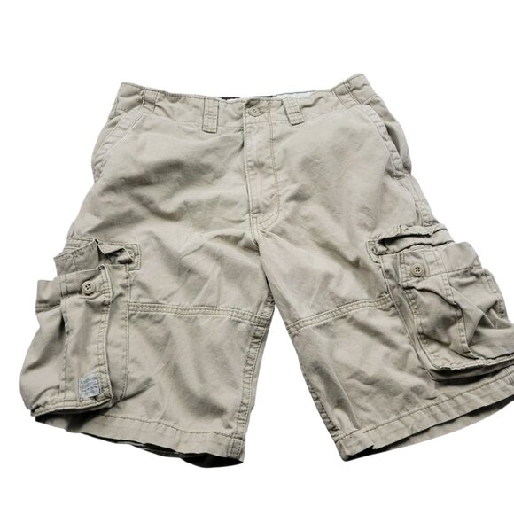 Signature by Levi Cargo Shorts Mens 34 Beige Multi Pocket Khak Utility - Picture 1 of 7